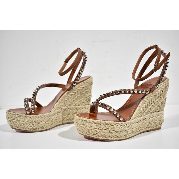 Christian Louboutin Mafaldina Zeppa 120 Brown Platform Wedge Sandal Heel Pump 39 - Picture 10 of 12
